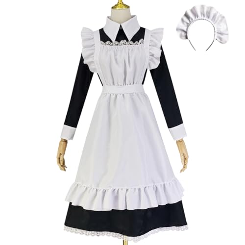chigemianbaoba Womens French Maid Costume Anime Party Uniform Lolita Outfits Fancy French Apron Dress for Halloween Cosplay - Longsleeve - Medium