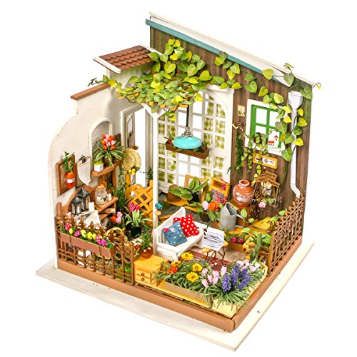 RoWood DIY Miniature Dollhouse Kit with Furniture, 1:24 Scale Model House Kit, Mini Dollhouse Model Kits for Adults, Crafts for Adults Teen Gifts on Birthday Christmas - Miller's Garden - Miller's Garden
