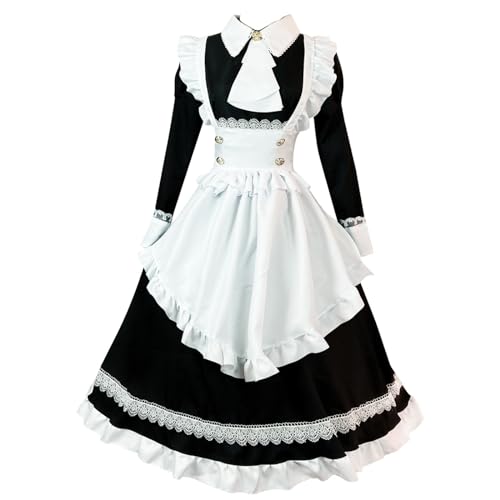 chigemianbaoba Womens French Maid Costume Anime Party Uniform Lolita Outfits Fancy French Apron Dress for Halloween Cosplay - Longsleeve3 - Medium