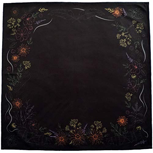 Kitchen Witch Herbology: Tarot Cloth for Any Tarot Cards, 24 inches by 24 inches, Large (Black) - Black