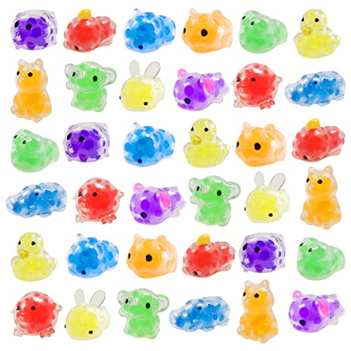 36pc Animal Mini Sensory Stress Ball Set,Squeeze Balls Fidget Toys for Kids Adults with Water Beads to Relax, Squishy Toys for Kids Party Favors - Dinosour