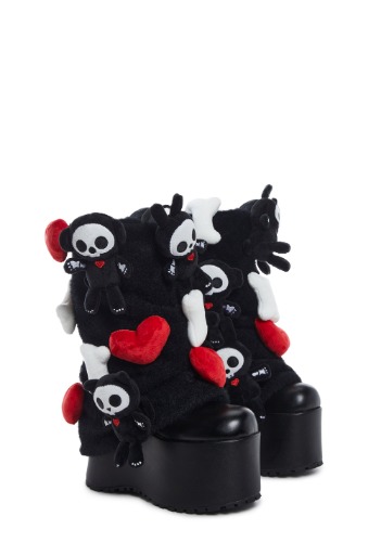 Snuggle Wonderland Platform Boots - Skelanimals | BLACK / US 5