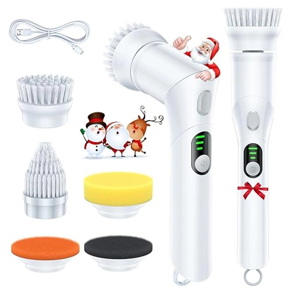 LABIGO Electric Spin Scrubber LA5 Mini, Bathroom Scrubber Shower Scrubber for Cleaning Tub Tile Floor Window Kitchen Sink, Power Scrubber Cordless Cleaning Brush with 5 Replaceable Brush Heads