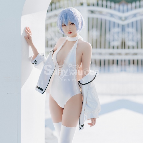【In Stock】Anime EVA Neon Genesis Evangelion Cosplay Ayanami Rei Leather Bodysuit Jumpsuit Cosplay Costume - XS