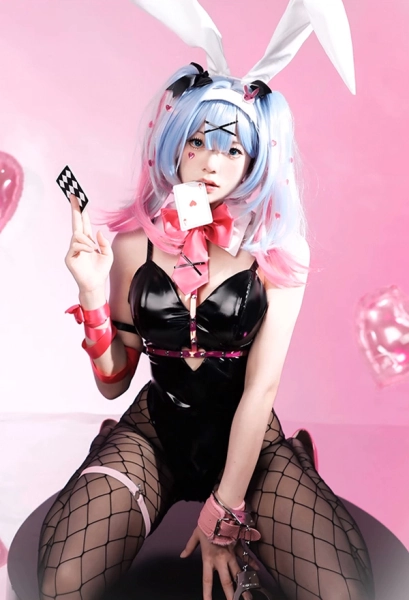 Vocal Manga Cosplay Costume Sexy Bodysuit with Fishnet Stockings and Collar