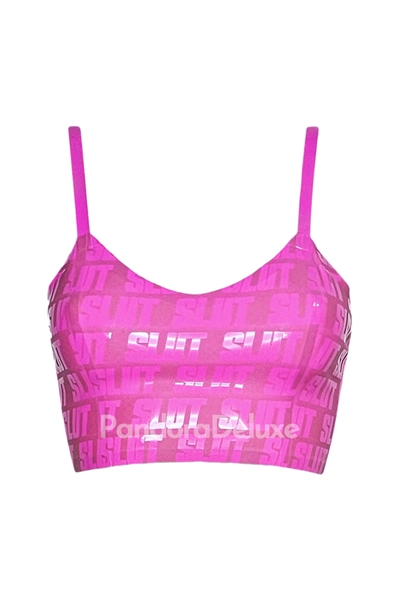SLUT PRINT Latex Cami Top - Latex Lace Bras by PANDORA DELUXE