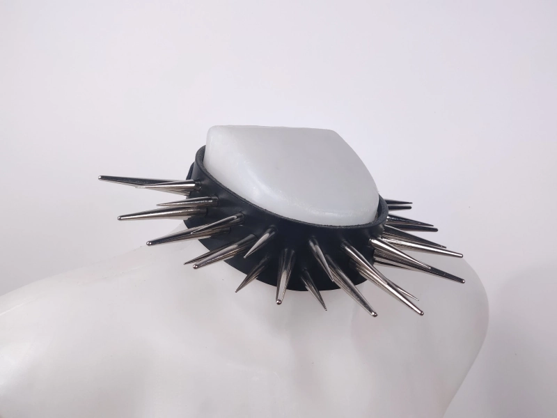 Thick Spiky Leather Collar, Punk Goth Spiked Necklace, Trendy Kawaii Scene Jewelry, Submissive Bondage Choker, Unisex Collar Made to Size