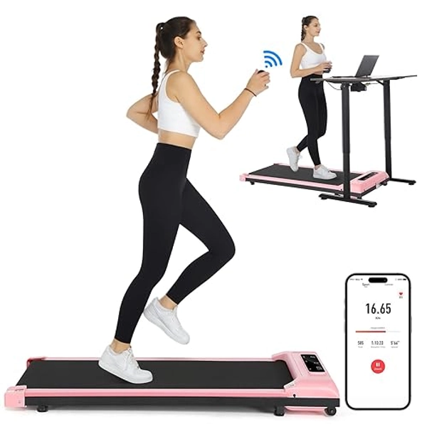 Walking Pad Treadmill, 2.5HP Under Desk Treadmill Portable, Desk Treadmill for Office Under Desk, Walking Treadmill Electric Quiet for Home/Apartment/Flat with Remote Control and LED Dispaly