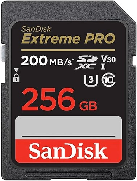 SanDisk 256GB Extreme PRO SDXC UHS-I Memory Card - C10, U3, V30, 4K UHD, SD Card - SDSDXXD-256G-GN4IN, Dark gray/Black - 256GB - Memory Card Only