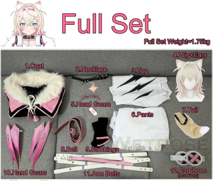 [Wetrose] In Stock Fuwawa Mococo Abyssgard Hololive EN Cosplay Costume Wig Ear Tail Full Set