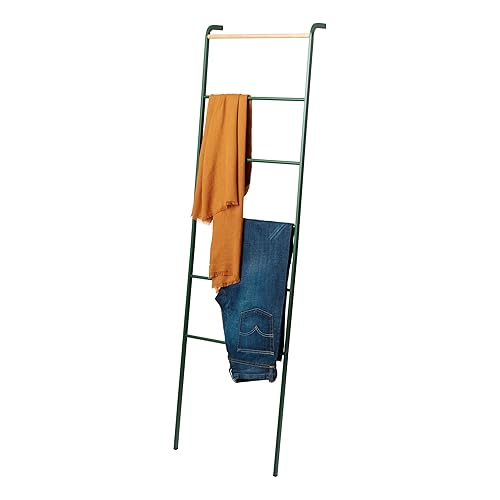 Yamazaki Home Leaning Ladder Hanger-Bathroom Storage Rack Holder Stand | Steel, One Size, Forest Green - Forest Green