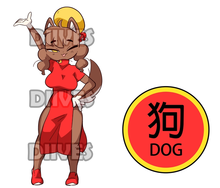 Baozi Dog Zodiac Standee by Diives solo comm
