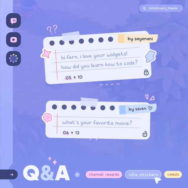 Q&A Widget — Twitch and Youtube  •  Channel Point Rewards, Chat Commands and Custom Colors  • (6) Role Stickers // StreamElements OBS