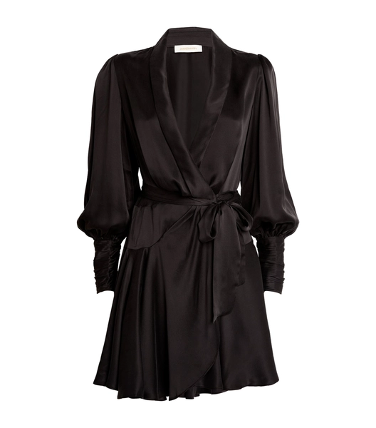 Silk Wrap Mini Dress