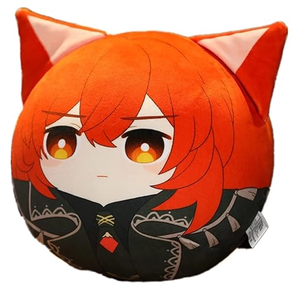 TANSHOW Genshin Impact Anime Figure Plush Pillow Manga Cosplay Merch Plush Toy Throw Pillow for Halloween Decorations Gift Holiday Toys 11.8inch Gift for Kids (Diluc) - Diluc