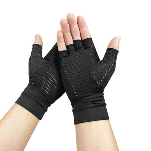 Copper Compression Arthritis Gloves, Best Copper Infused Gloves, Rheumatoid Osteoarthritis Wrist Support, Fingerless Arthritis Gloves, Pain Relief and Healing for Arthritis, Carpal Tunnel,1 Pair (S) - S