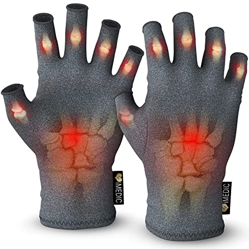 iMedic Arthritis Gloves for Women & Men - 1 Pair of Small Grey Compression Gloves for Arthritis Pain Relief - Fingerless Gloves for Women & Men - Arthritis Gloves for Men & Women - Small - Grey