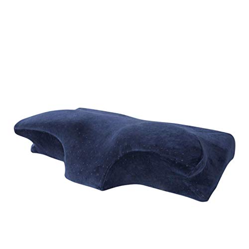 Nebula Contoured Orthopaedic Pillow with Cervical Spine and Neck Alignment, Soft Memory Foam Cushion for Side, Back, and Stomach Sleepers, Includes Pillowcase Cover (Navy) - Navy
