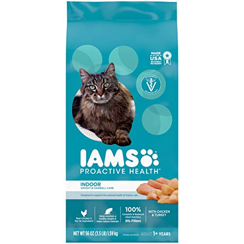 IAMS Proactive Health Indoor Weight & Hairball Care Adult Dry Cat Food with Chicken & Turkey, 3.5 lb. Bag - Chicken & Turkey - 3.5 Pound (Pack of 1)