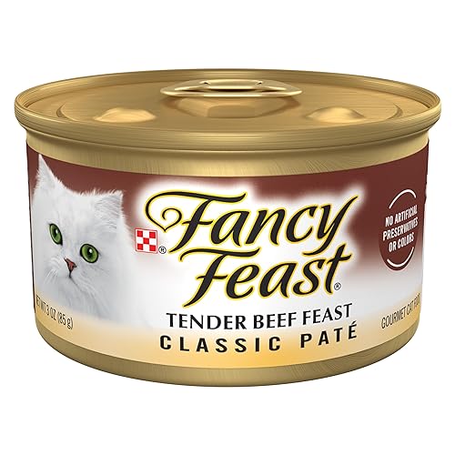 Purina Fancy Feast Tender Beef Feast Classic Grain Free Wet Cat Food Pate - (Pack of 24) 3 oz. Cans - Beef - 3 Ounce (Pack of 24)