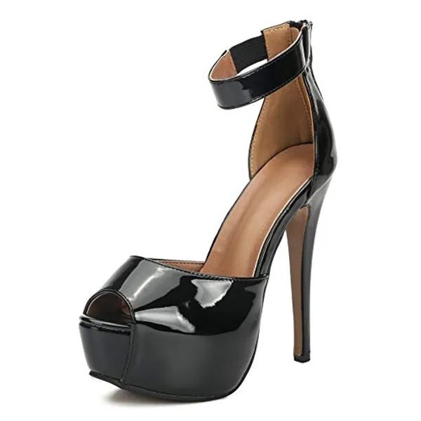 MAIERNISI JESSI Womens Sandals Platform Peep Toe Ankle Strap Stiletto High Heel Dress Zip
