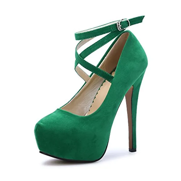 OCHENTA Women's Ankle Strap Platform Party Closed Toe Dress High Heels Pumps