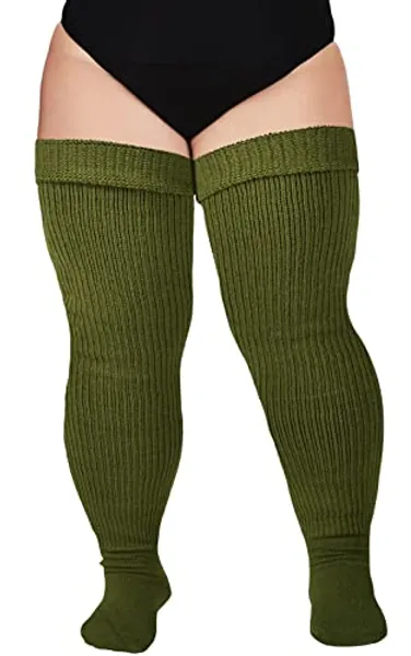 Plus Size Womens Thigh High Socks for Thick Thighs- Extra Long & Thick Over the Knee Stockings- Leg Warmer Boot Socks