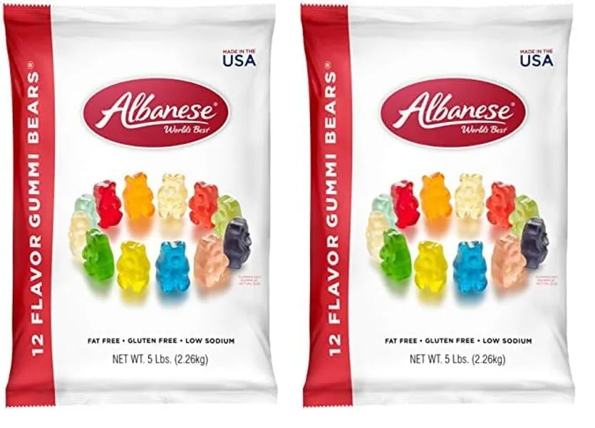 Albanese World's Best 12 Flavor Gummi Bears, 5lbs of Candy (Pack of 2)