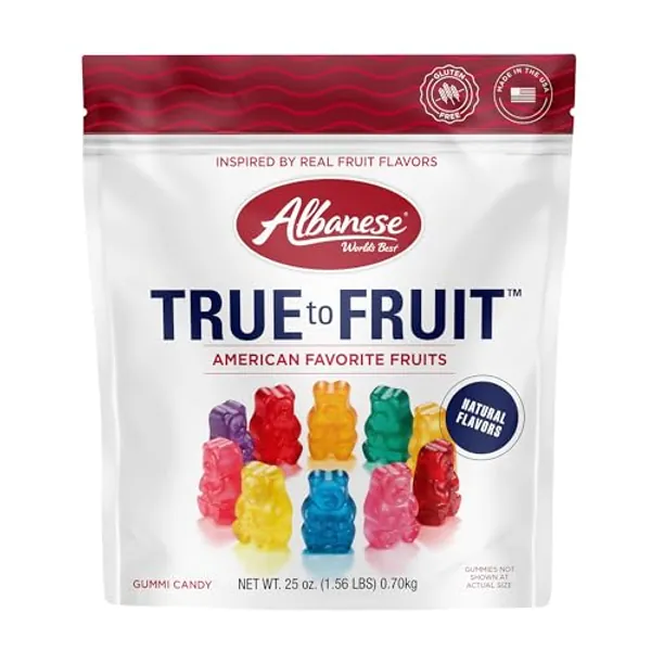 Albanese World's Best True to Fruit™ – American Favorite Fruits Gummies, Candy, 25oz Bag, Back to School Lunchbox Treat