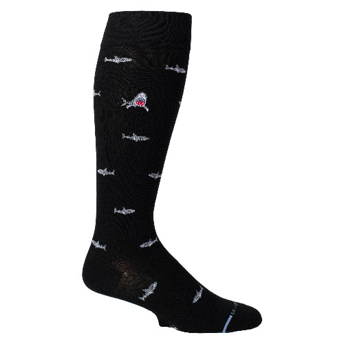 Shark | Knee-High Compression Socks For Men - Black