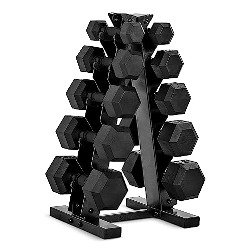 CAP Barbell Dumbbell Set with Rack | Multiple Options in 150lbs and 210lbs - 150lbs Set - Black Handles