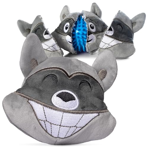 ZENAPOKI Dog Toys for Aggressive Chewers (3in1) - Squeaky Dog Toys Interactive - Dog Toys for Medium Dogs, Large & Small Breeds - Puppy Teething Chew Dog Toy - Juguetes Perros - Grey - Grey