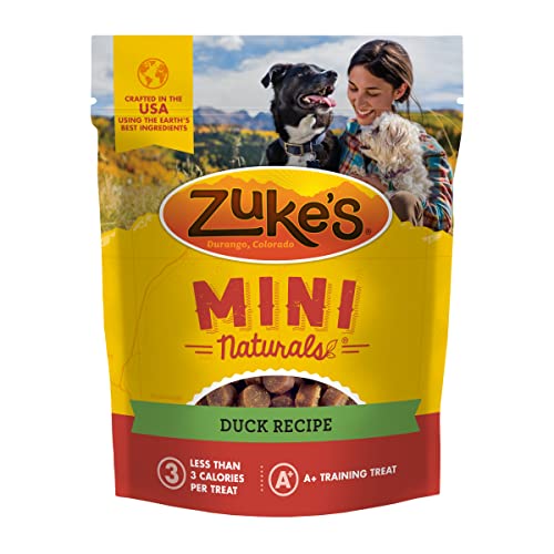 Zuke’s Mini Naturals Soft And Chewy Dog Treats For Training Pouch, Natural Treat Bites With Duck Recipe - 16.0 OZ Bag - 16 Ounce (Pack of 1)