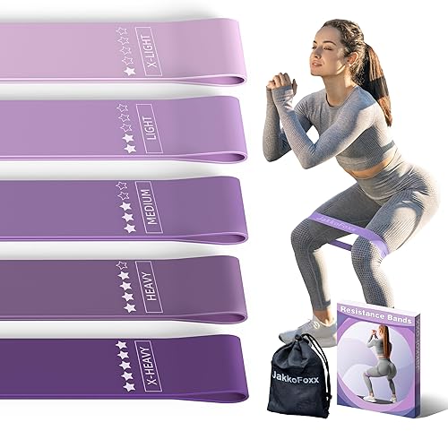 Resistance Loop Exercise Bands, Resistance Bands Exercise Bands for Home Fitness, Stretching, Strength Training, Physical Therapy,Elastic Workout Bands for Women Men Kids, Set of 5 - Purples