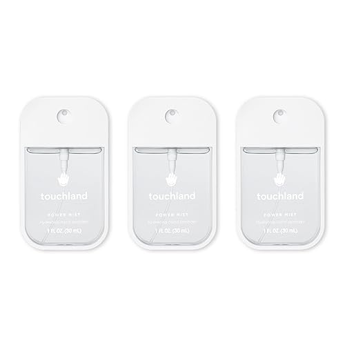 Touchland Power Mist Hydrating Hand Sanitizer Spray, DYE FREE Trio Set (Rainwater, Unscented, Beach Coco), 1 FL. OZ. Travel Size (Set of 3) - Dye Free Trio Set