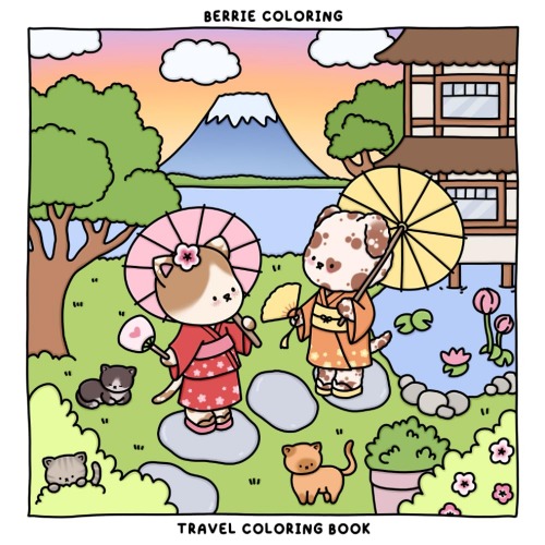 Berrie Coloring Travel: Cute and Cozy Coloring Book for Kids & Adults Featuring Easy to Color Animal Illustrations and Adorable Scenes