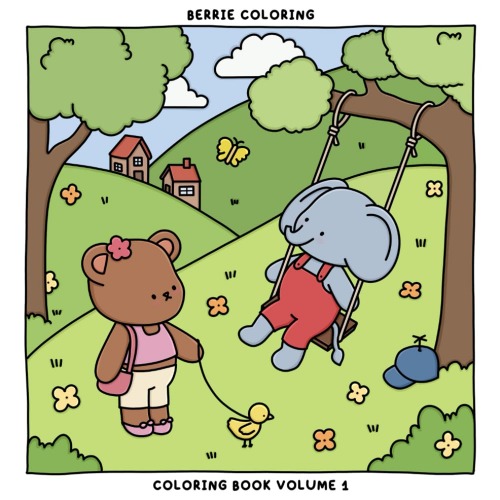 Berrie Coloring Volume 1: Cute and Cozy Coloring Book for Kids & Adults Featuring Easy to Color Animal Illustrations and Adorable Scenes