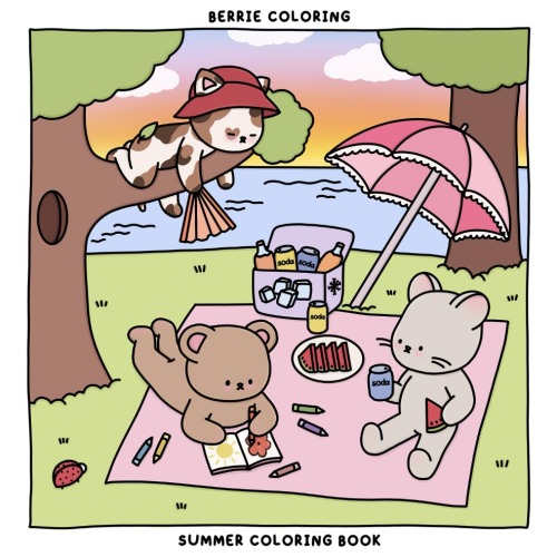 Berrie Coloring Summer: Cute and Cozy Coloring Book for Kids & Adults Featuring Easy to Color Animal Illustrations and Adorable Scenes