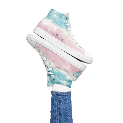 Cloudy Transgender Pride High Top Canvas Shoes (Fem Sizing) - 10
