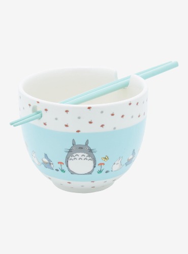 Studio Ghibli My Neighbor Totoro Mushroom Border Ramen Bowl with Chopsticks - BoxLunch Exclusive