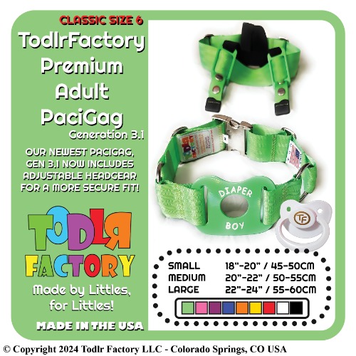 Custom Engraved Todlr Factory Gen 3.1 Premium PaciGag - Classic Adult Size 6 Premium Engraved Pacifier Gag Set with Gift Box & Accessories | White / Medium