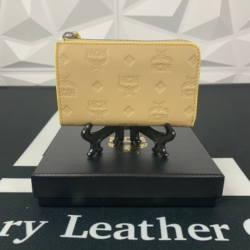 MCM Beige Mini Zippy Keychain Wallet