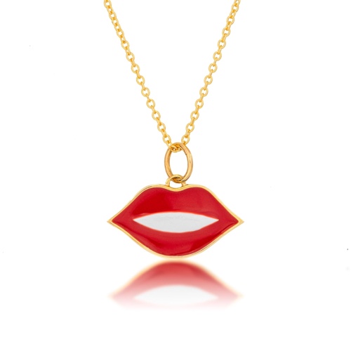 Gold Lip Necklace - 14K White Gold