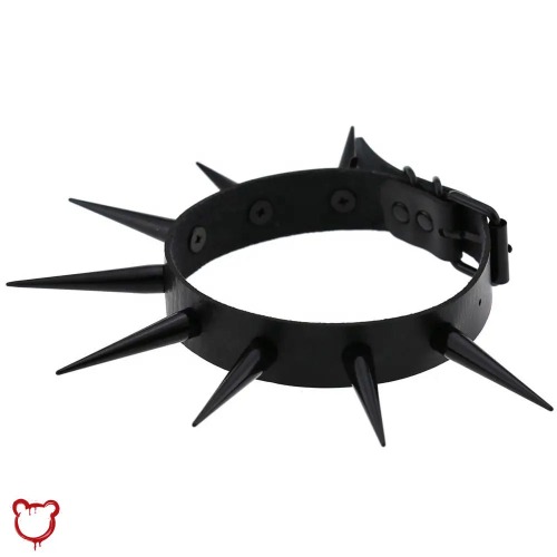 Spike Choker Necklace - Black - Black