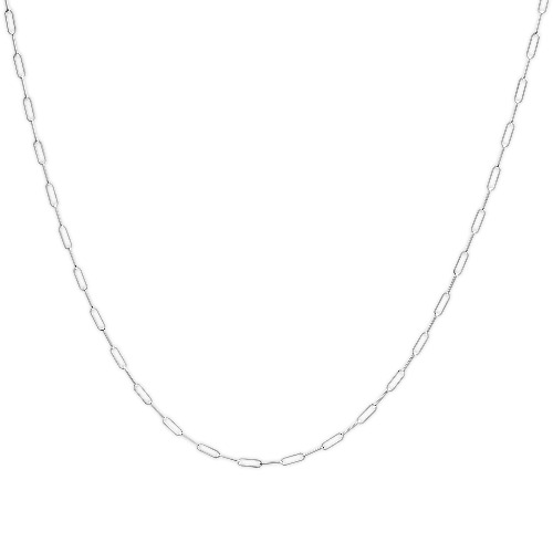 Unisex Solid 14K Gold 2.5mm Paperclip Chain Necklace - White / 18