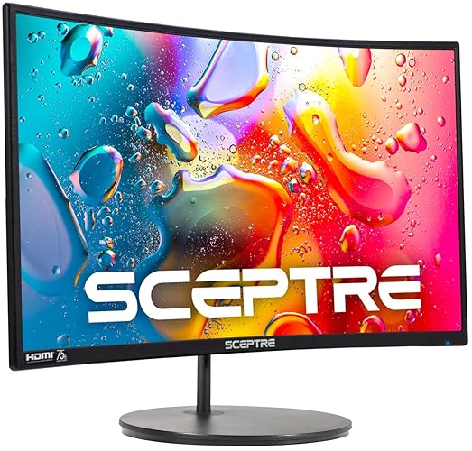 Sceptre Curved 24-inch Gaming Monitor 1080p R1500 98% sRGB HDMI x2 VGA Build-in Speakers, VESA Wall Mount Machine Black (C248W-1920RN Series) - Monitor