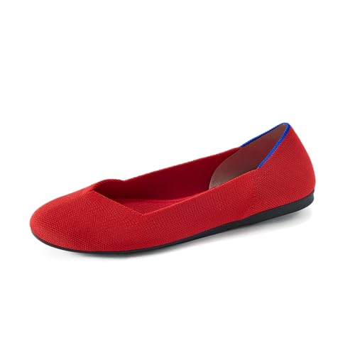 Rothy's The Flat Women's Slip-On Shoes, Classic Flats, Made from Recycled Plastic Bottles & Machine Washable - 9 - Bright Red