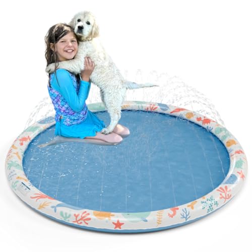 Splash pad Sprinkler for Kids, Large 66" Non-Slip Splash Pad, Splash Pads for Toddlers 1-3, Splash Pad for Kids Ages 4-8, Sprinkler for Kids, Toddler Outdoor Toys