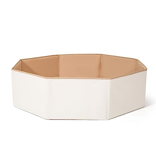 Foldable Ball Pit for Kids, Big White Ballpits for Toddlers Blow up Indoor and Outdoor Playtent for Dogs Cats, Easy to Assemble and Store (Balls Not Included) - white+khaki