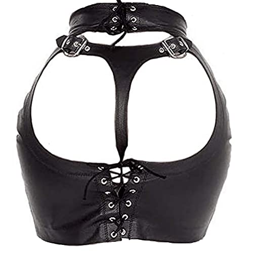 Junhouse Women Sexy Lingerie Short Buttocks Leather Skirt Shiny Metallic Liquid Mini Skirt Patent Leather Queen Bodyshort Latex Catsuit Butt Lifter Bodycon Skirt Clubwear Sexy Clothes - L - Black